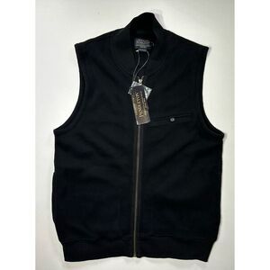 Pendleton Mens Full Zip Vest Sz Small Black Solid Business Casual Sleeveless NEW